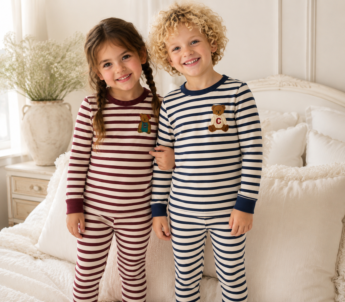 **2026 🤍FALL NEW CREW teddy bear velour PJS 3m-12m footie 18m - 16yrs 2pc pjs