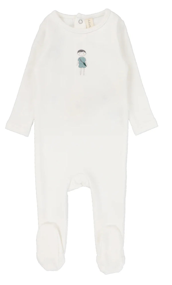 2025 Lilette -little boy/little girl drawn on design footie/hat set