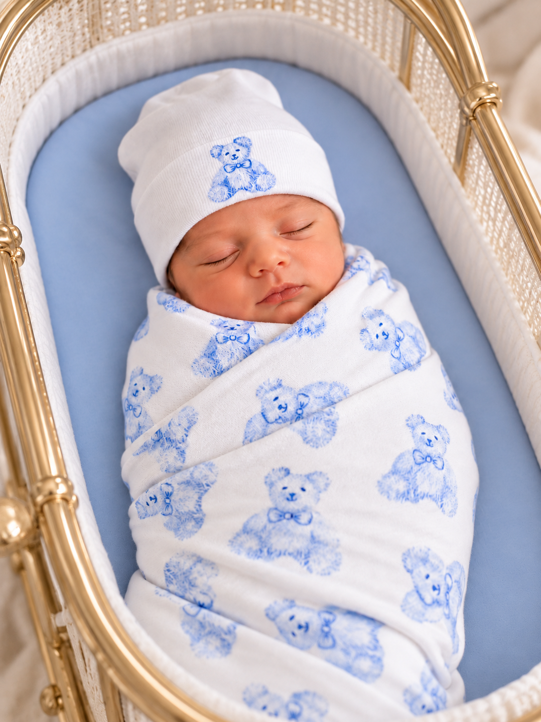Hospital set. Newborn size Swaddle Blanket & Hospital Hat