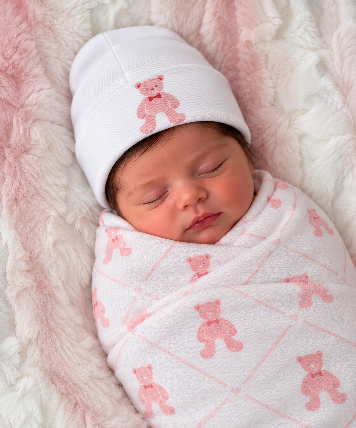 Hospital set. Newborn size Swaddle Blanket & Hospital Hat