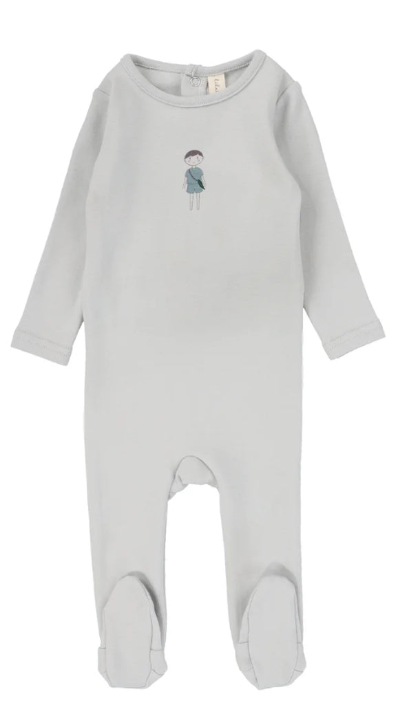 2025 Lilette -little boy/little girl drawn on design footie/hat set