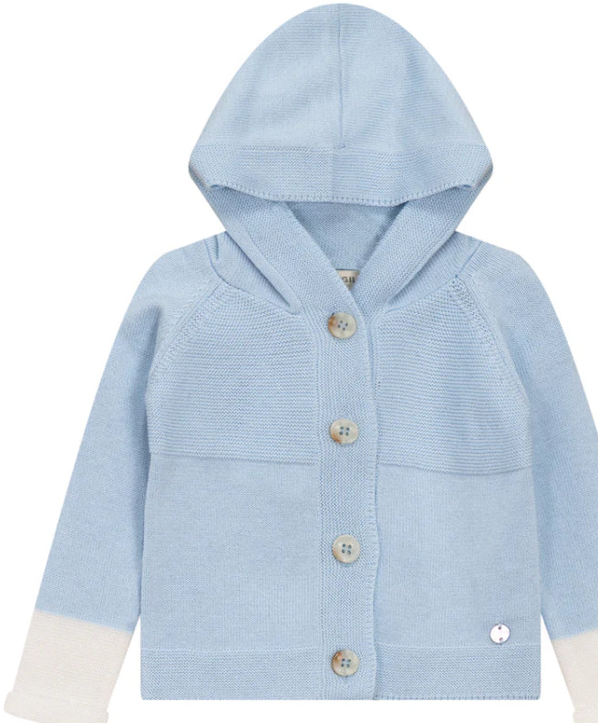 Fragile - HOODED KNIT CARDIGAN - BLUE