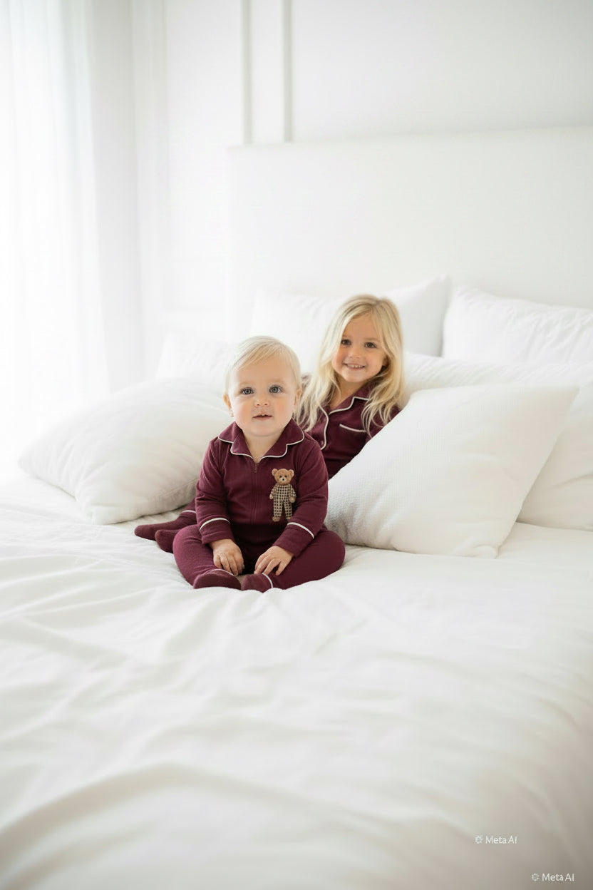 **PREORDER FALL 2026 🤍new Hush sleepwear bamboo grandpa style super soft -black PJS 12m-14yrs wine pjs 12m-16yrs