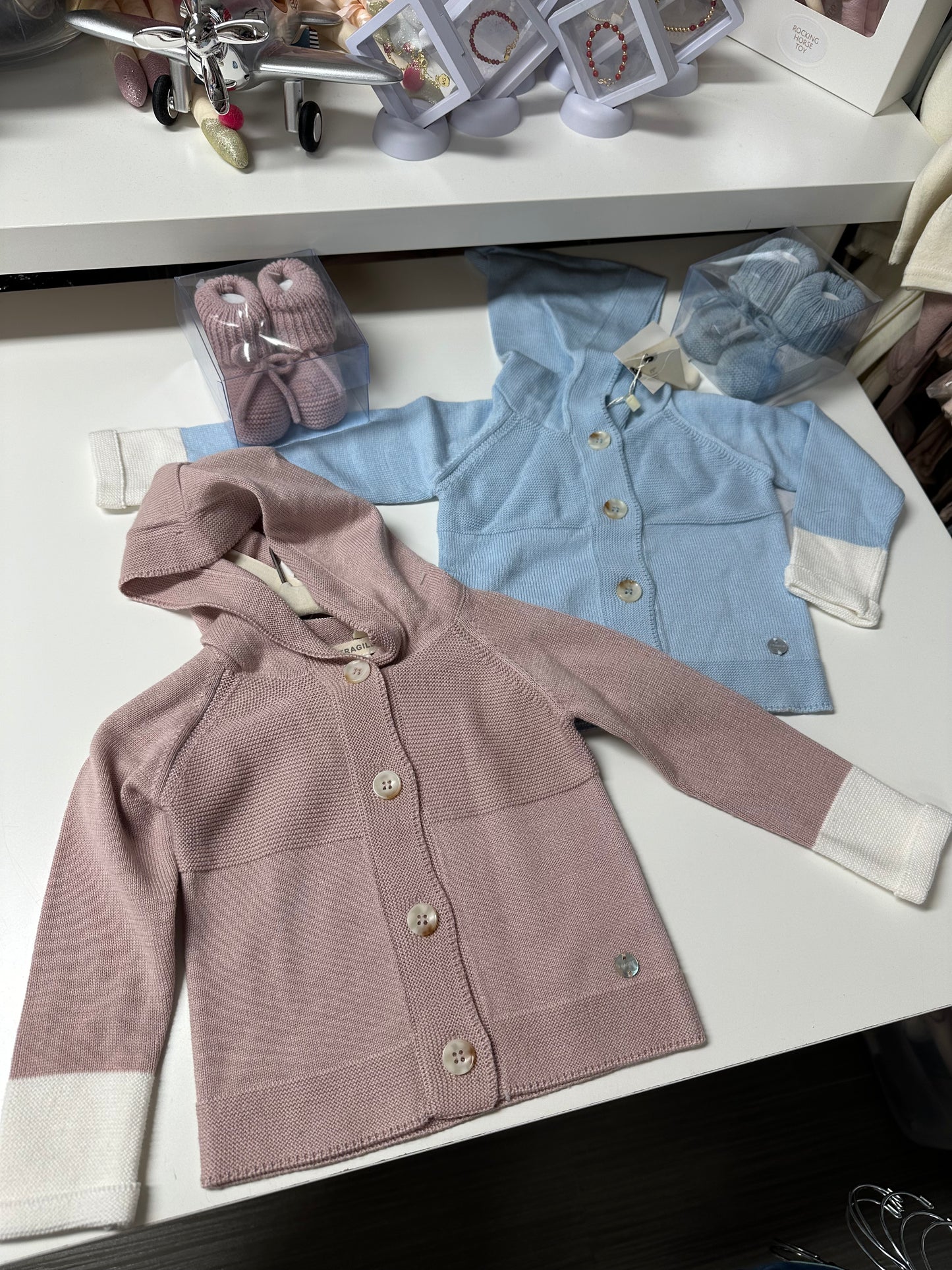 Fragile - HOODED KNIT CARDIGAN - BLUE