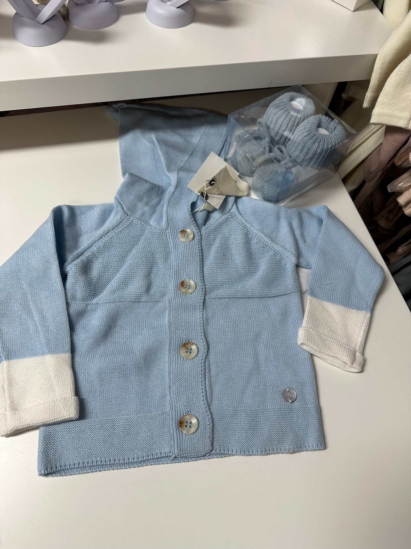 Fragile - HOODED KNIT CARDIGAN - BLUE
