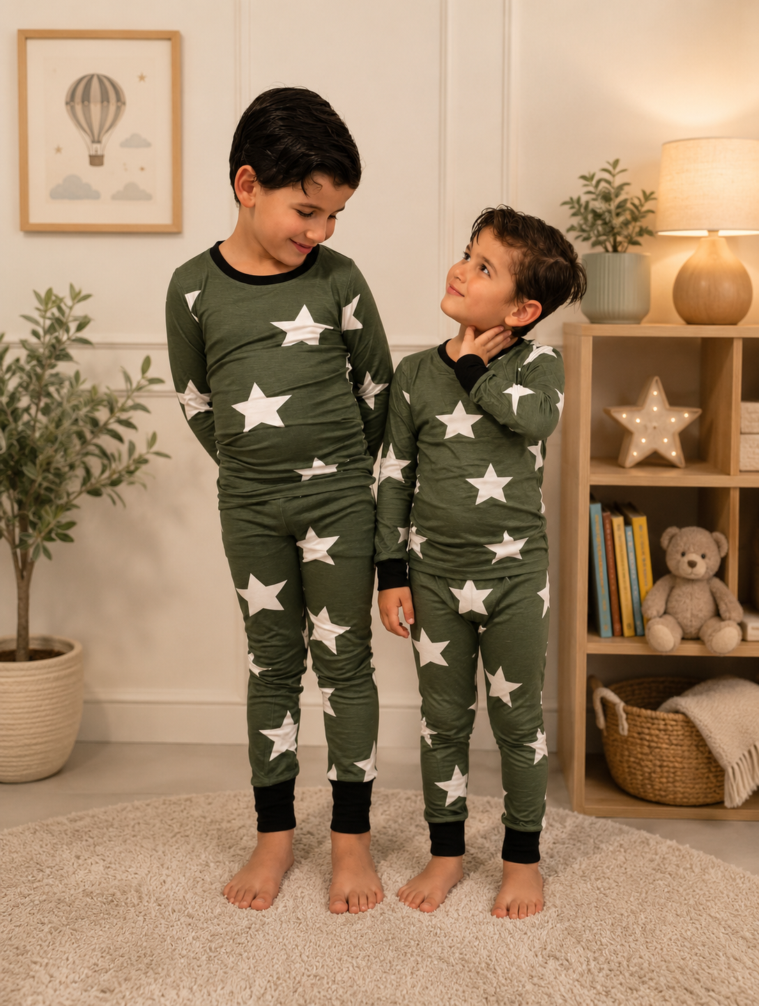 2026 new HUSH SLEEPWEAR 🤍 bamboo cotton ✨green star narrow/slim fit ✨ 2pc crew neck pjs 18m-16yrs. FINAL SALE