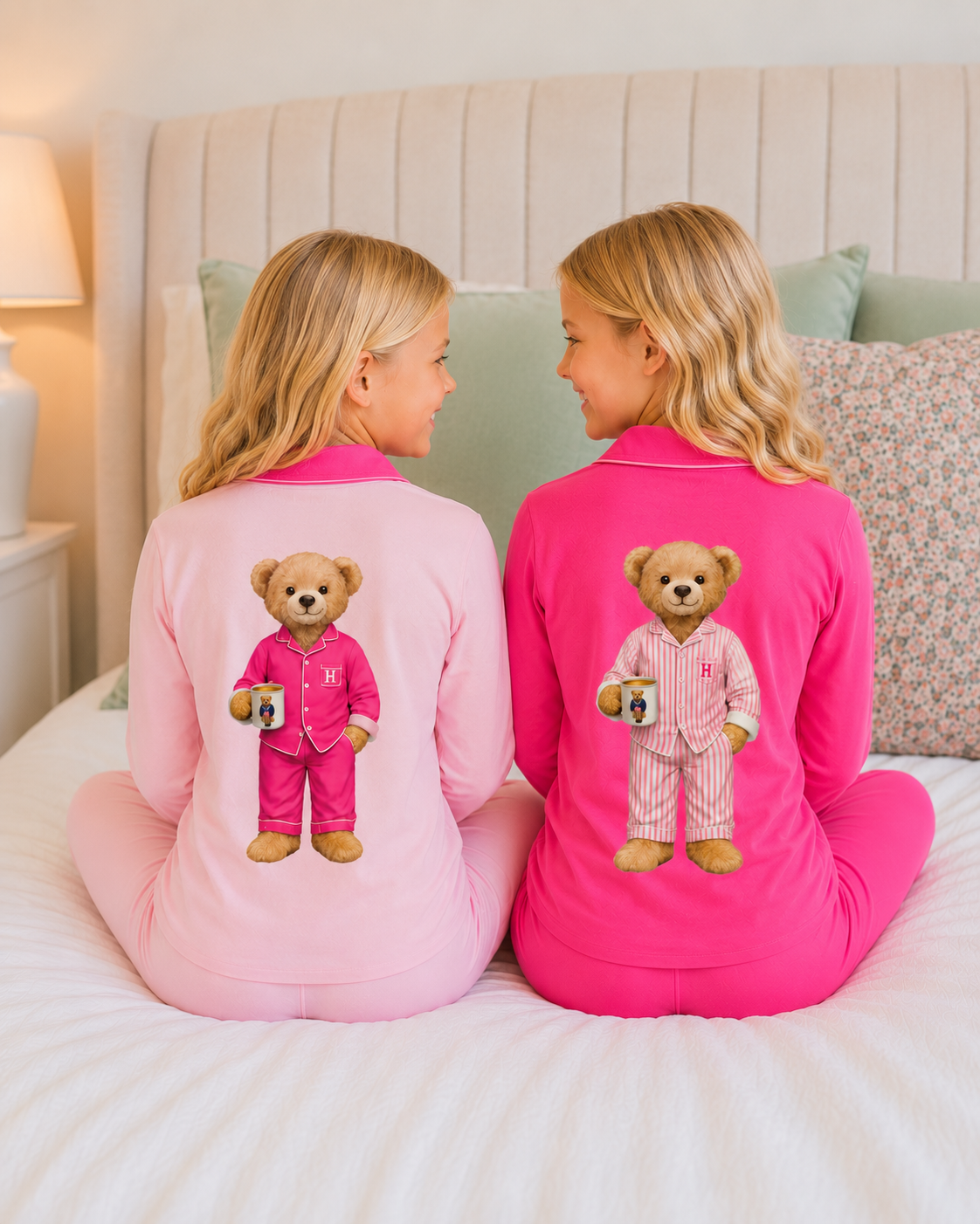 ✨2026 new Hush kids sleepwear grandpa style super soft BAMBOO cotton pjs hot pink/ light pink 12m-16yrs
