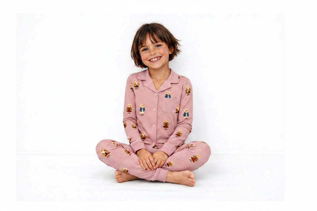 2026 FALL NEW CREW teddy bear GRANDPA style PJS 3m-12m footie 18m - 14 yrs 2pc pjs