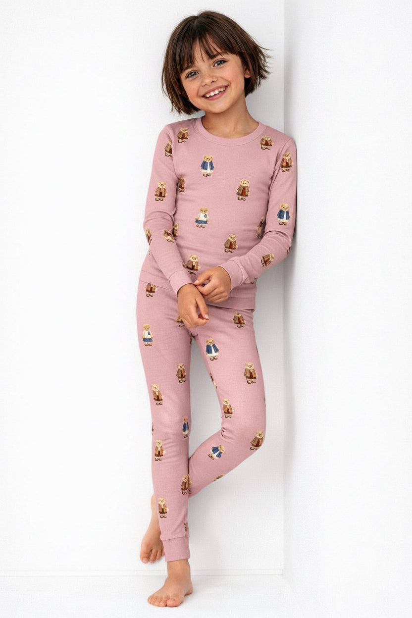 2026 FALL NEW CREW teddy bear crew round neck style PJS 3m-12m footie 18m - 14 yrs 2pc pjs