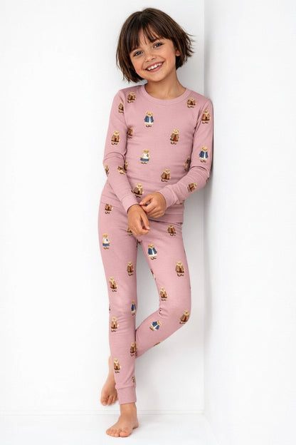 2026 FALL NEW CREW teddy bear crew round neck style PJS 3m-12m footie 18m - 14 yrs 2pc pjs
