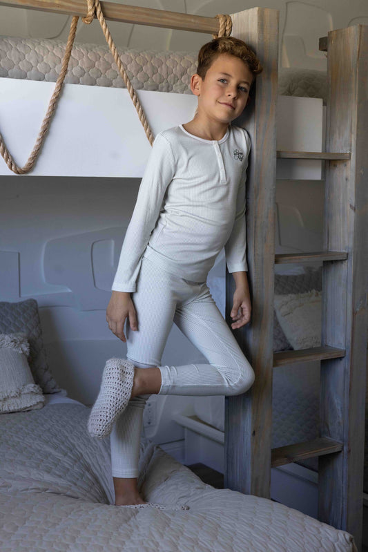 2026 New Arrival Noggi with snaps down Noggi PJS 3m-12m footie 18m -18yrs 2pc pjs