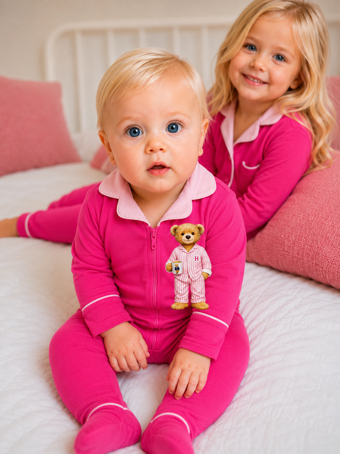 ✨2026 new Hush kids sleepwear grandpa style super soft BAMBOO cotton pjs hot pink/ light pink 12m-16yrs