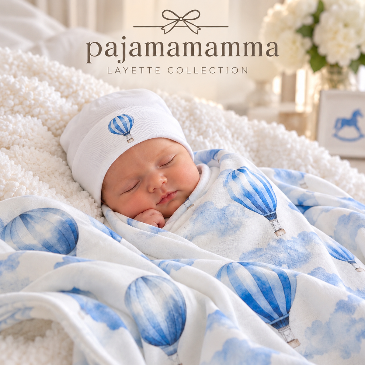 Hospital set. Newborn size Swaddle Blanket & Hospital Hat