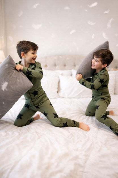 2026 new HUSH SLEEPWEAR✨ narrow fit✨ bamboo cotton star 2pc grandpa pjs 18m-16yrs