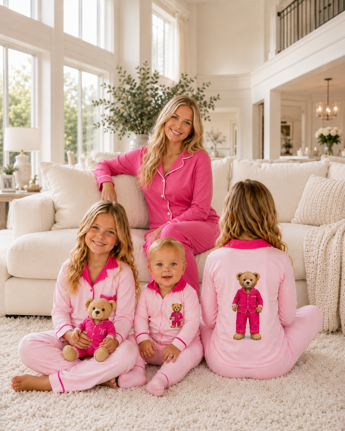 ✨2026 new Hush kids sleepwear grandpa style super soft BAMBOO cotton pjs hot pink/ light pink 12m-16yrs