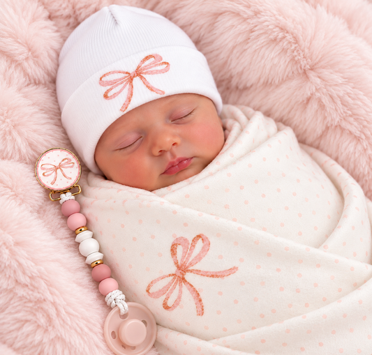 Hospital set. Newborn size Swaddle Blanket & Hospital Hat