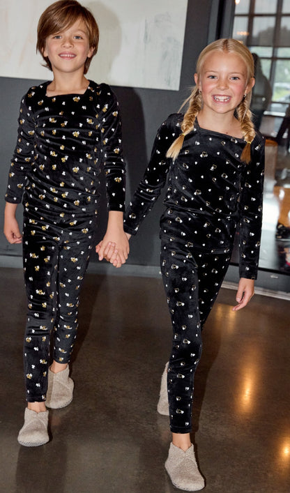 2026 New Arrival Noggi velour bear/heart Noggi PJS 3m-12m footie 18m -18yrs 2pc pjs