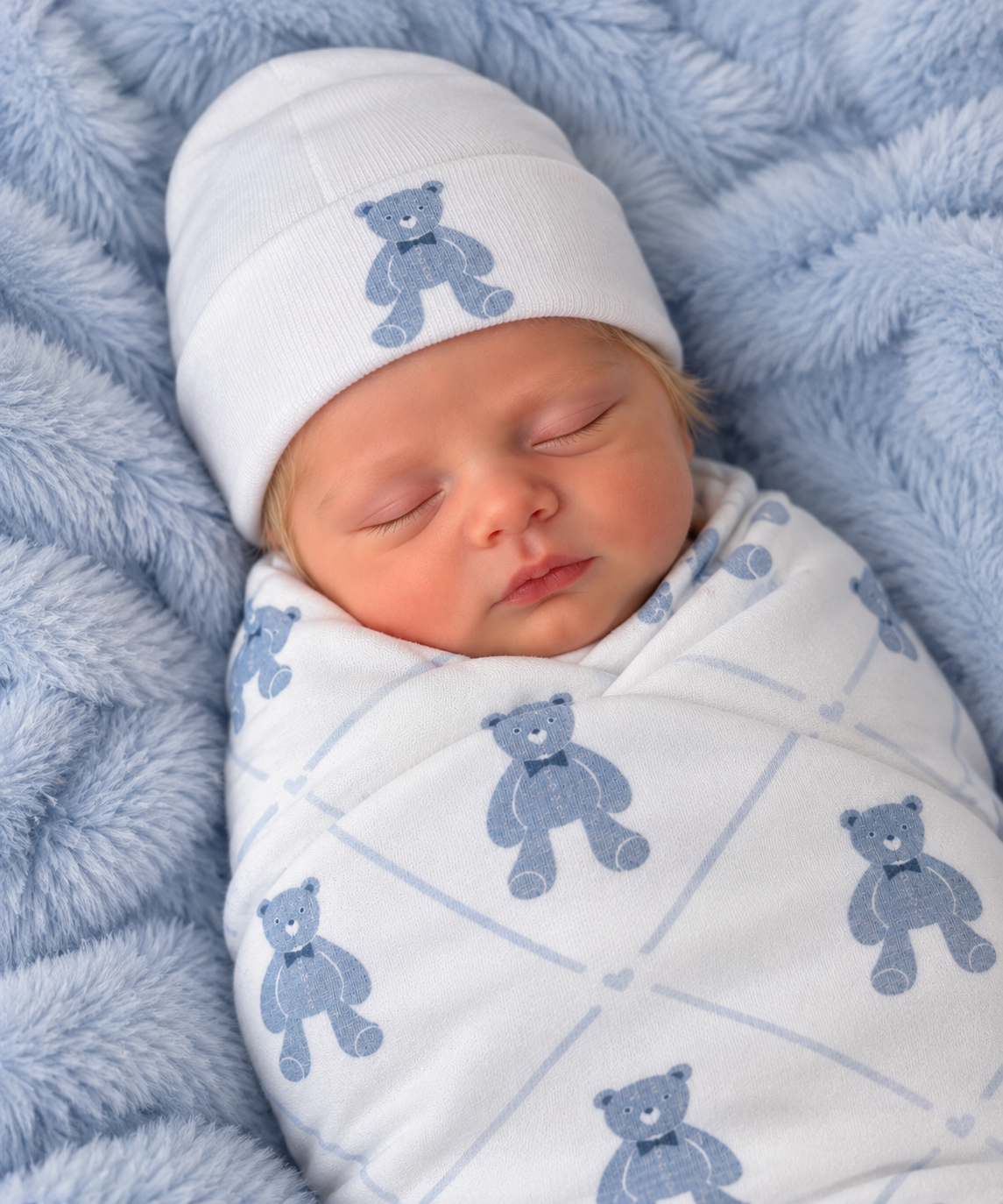 Hospital set. Newborn size Swaddle Blanket & Hospital Hat
