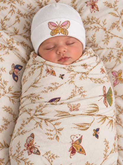 Hospital set. Newborn size Swaddle Blanket & Hospital Hat