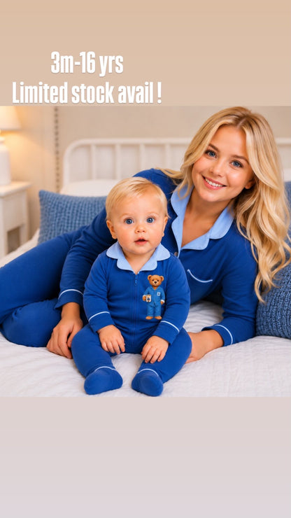 ✨2026 new Hush kids sleepwear grandpa style super soft BAMBOO cotton pjs BLUE/ light Blue 12m-16yrs