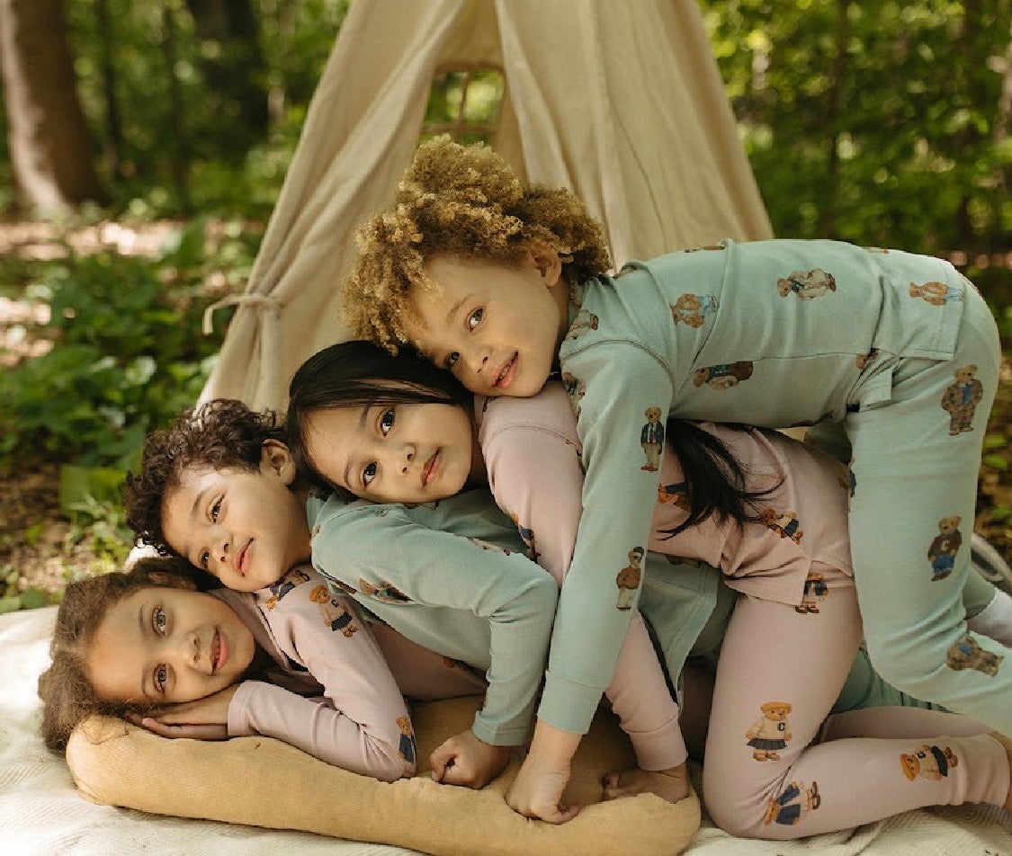2026 FALL NEW CREW teddy bear crew round neck style PJS 3m-12m footie 18m - 14 yrs 2pc pjs