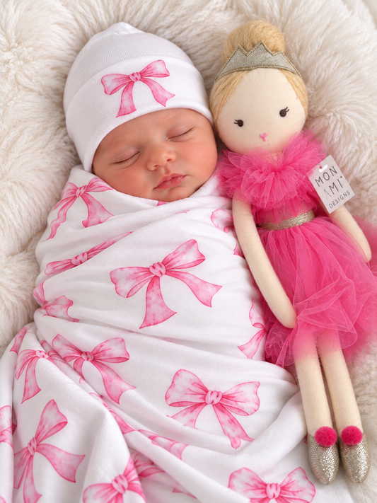 Hospital set. Newborn size Swaddle Blanket & Hospital Hat