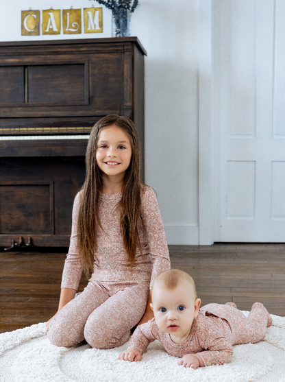 2025 NEW arrivals Noggi flower bamboo  Noggi PJS 3m-12m footie 18m -18yrs 2pc pjs