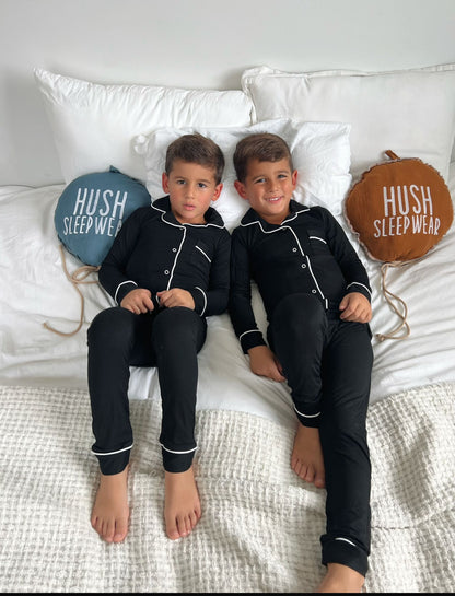 2025 new bamboo Hush sleepwear grandpa style super soft - black PJS 12m-14yrs