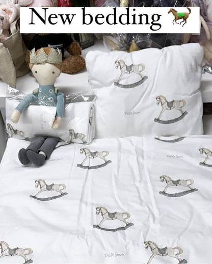 NEWBORN toddler bedding rocking horse comforter & pillow set comes in a gift bag