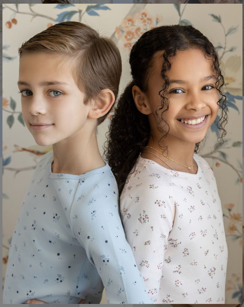 2025 NEW arrivals super Soft cotton star & floral footie and pjs. 3m-9m footie 12m-10yrs pjs