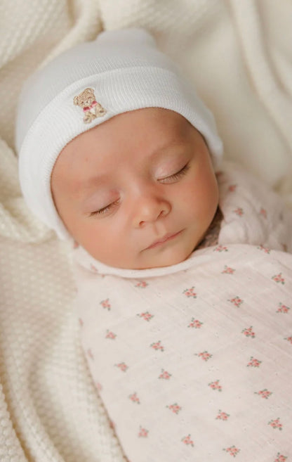 Hospital Hats – Bear and Rocking Horse  pink & white 2pk