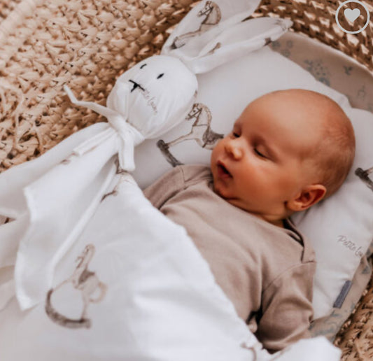 NEWBORN toddler bedding rocking horse comforter & pillow set comes in a gift bag