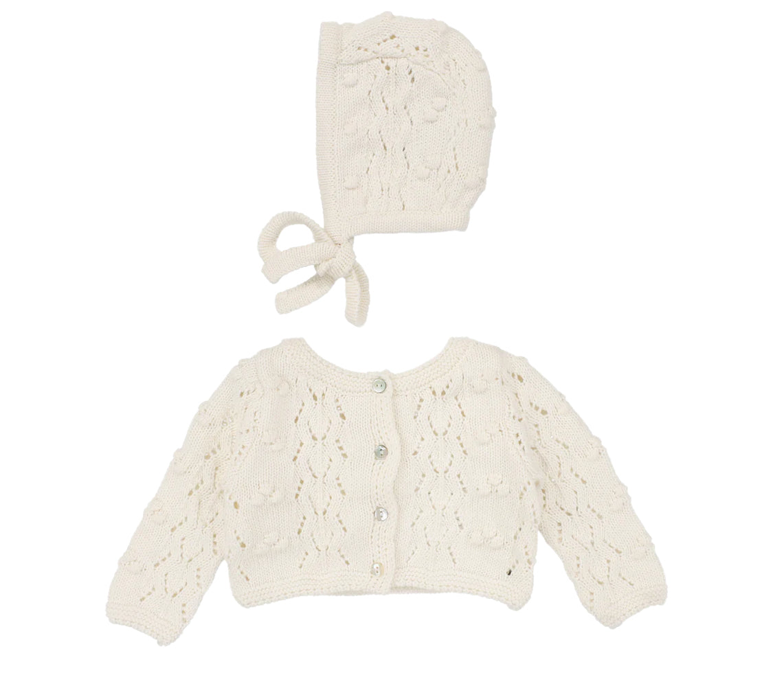 2026 Lilette Popcorn Weave Cardigan/sweater with hat