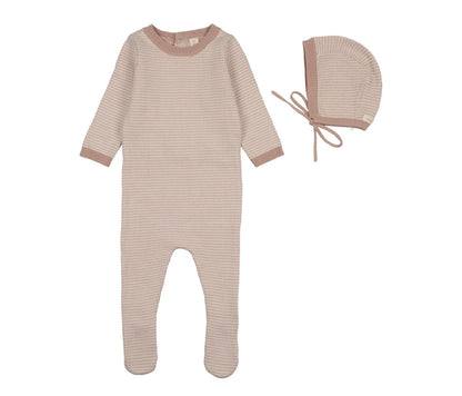 Lilette Two Tone Knit Footie Set with hat