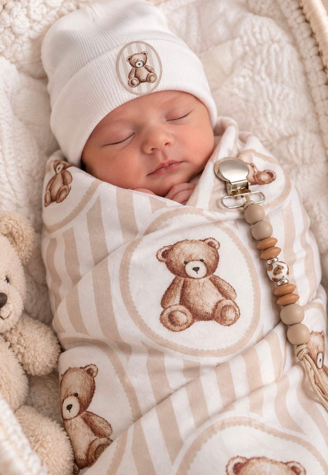 Hospital set. Newborn size Swaddle Blanket & Hospital Hat