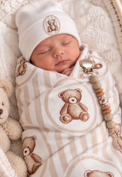 Hospital set. Newborn size Swaddle Blanket & Hospital Hat
