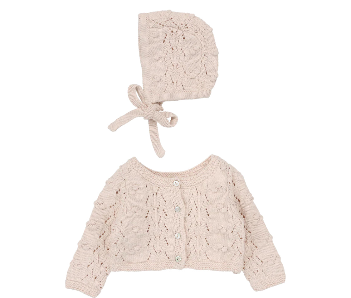 2026 Lilette Popcorn Weave Cardigan/sweater with hat