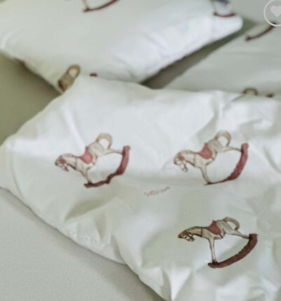 NEWBORN toddler bedding rocking horse comforter & pillow set comes in a gift bag