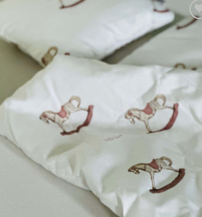 NEWBORN toddler bedding rocking horse comforter & pillow set comes in a gift bag