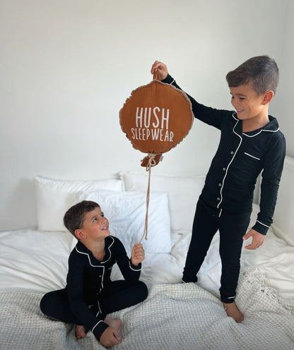 2025 new bamboo Hush sleepwear grandpa style super soft - black PJS 12m-14yrs