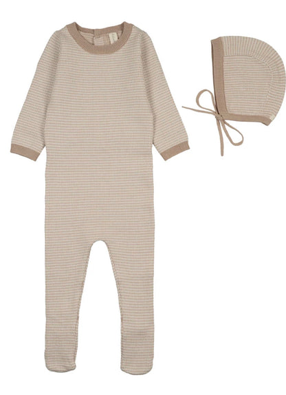 Lilette Two Tone Knit Footie Set with hat
