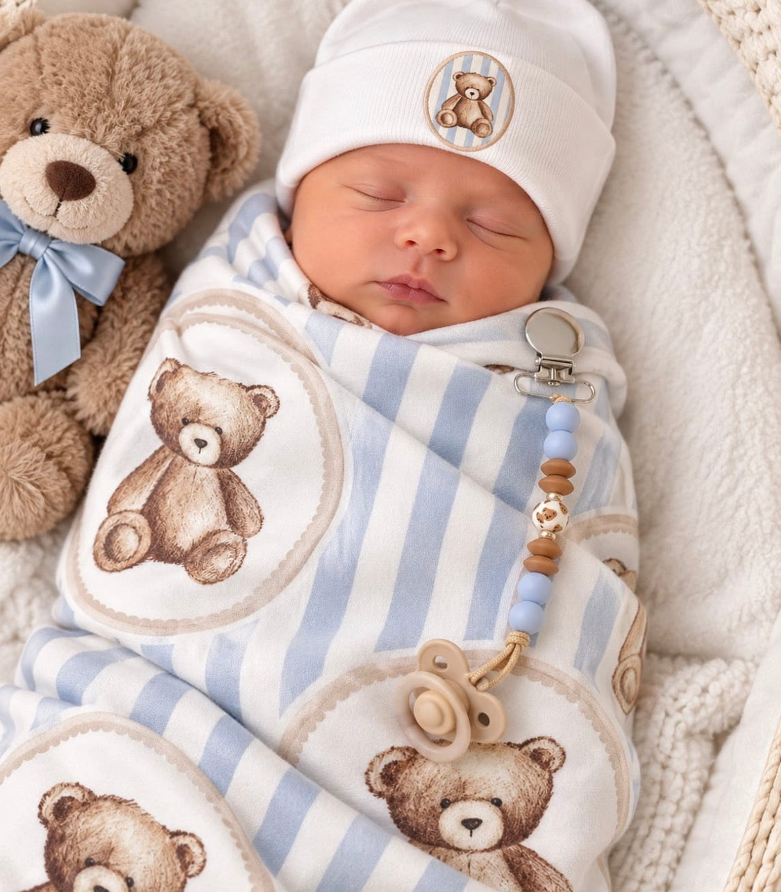 Hospital set. Newborn size Swaddle Blanket & Hospital Hat