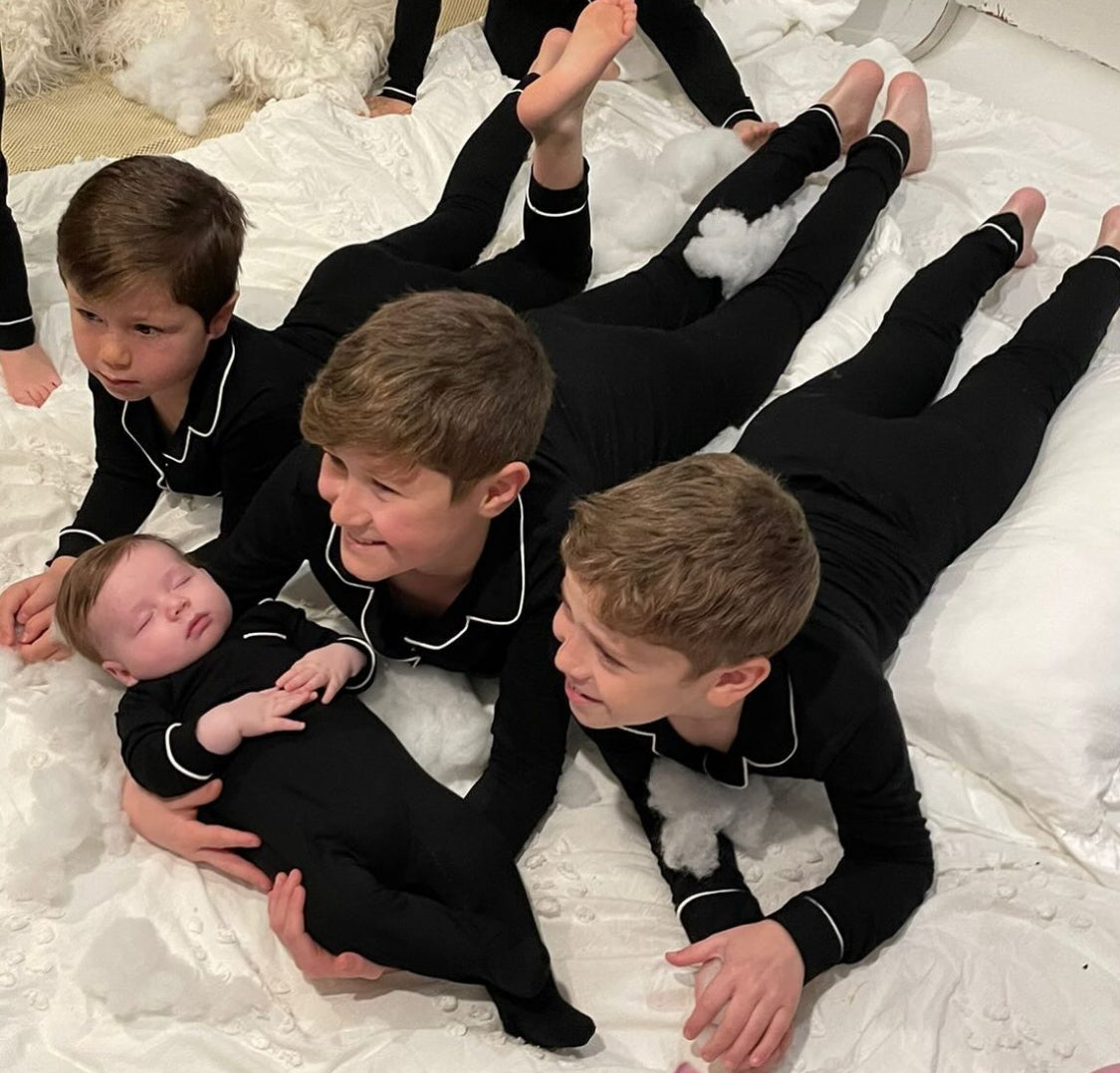 2025 new bamboo Hush sleepwear grandpa style super soft - black PJS 12m-14yrs