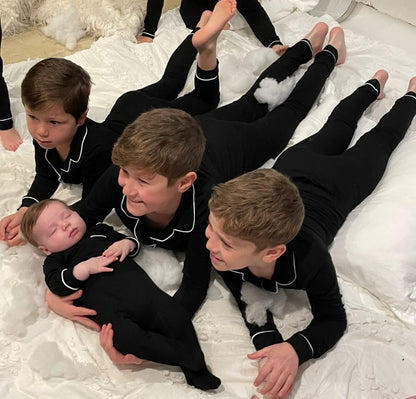 2025 new bamboo Hush sleepwear grandpa style super soft - black PJS 12m-14yrs