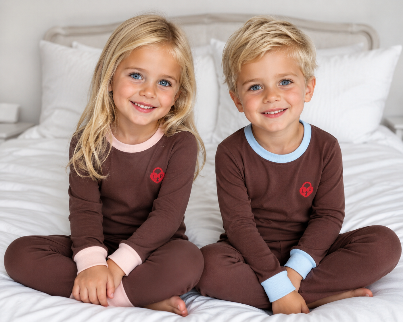 ✨2026 new Parni new fall collection brown with pink or blue trim 2pc pjs