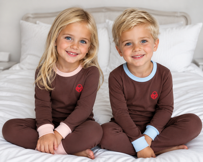 ✨2026 new Parni new fall collection brown with pink or blue trim 2pc pjs