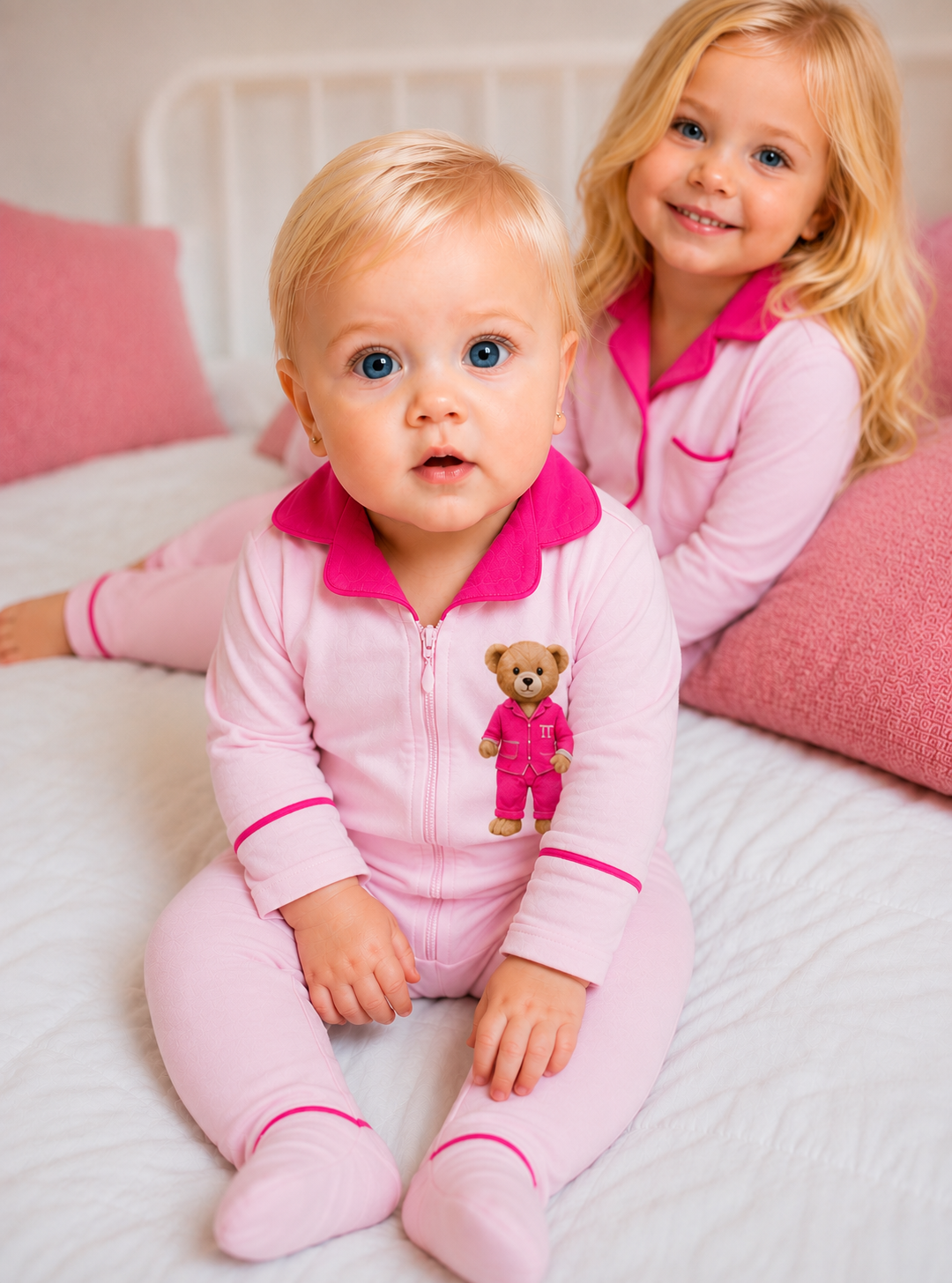 ✨2026 new Hush kids sleepwear grandpa style super soft BAMBOO cotton pjs hot pink/ light pink 12m-16yrs