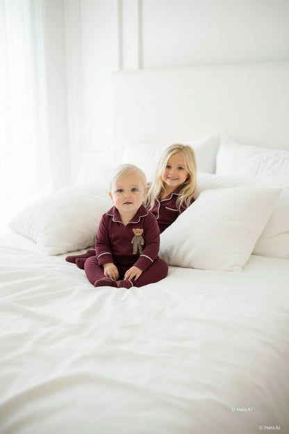 **PREORDER FALL 2026 🤍new Hush sleepwear bamboo grandpa style super soft -black PJS 12m-14yrs wine pjs 12m-16yrs