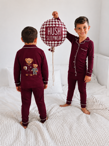**PREORDER FALL 2026 🤍new Hush sleepwear bamboo grandpa style super soft -black PJS 12m-14yrs wine pjs 12m-16yrs