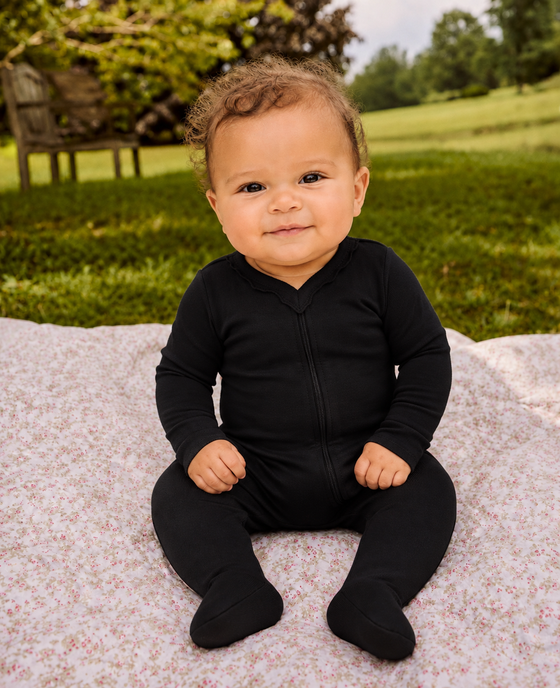 **2026 new Little Parni collection Vneck stretchie 3m-12m baby footie